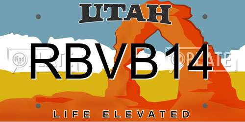 RBVB14 Utah License Plate
