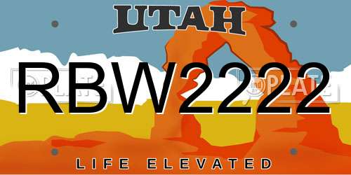 RBW2222 Utah License Plate