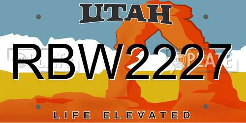 RBW2227 Utah License Plate