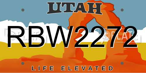RBW2272 Utah License Plate