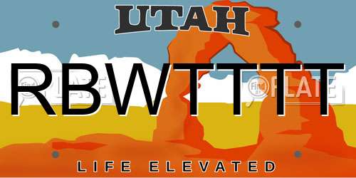RBWTTTT Utah License Plate
