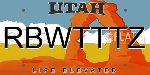 RBWTTTZ Utah License Plate