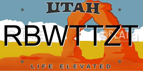 RBWTTZT Utah License Plate