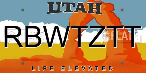 RBWTZTT Utah License Plate
