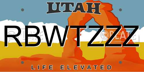 RBWTZZZ Utah License Plate