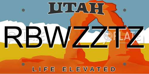 RBWZZTZ Utah License Plate