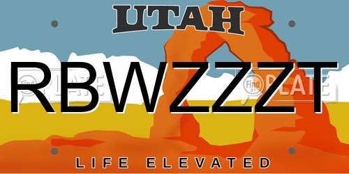 RBWZZZT Utah License Plate