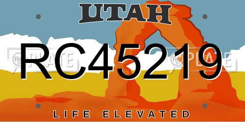 RC45219 Utah License Plate
