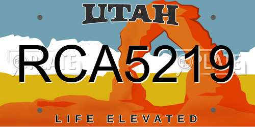 RCA5219 Utah License Plate