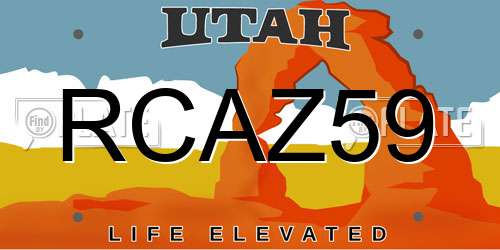 RCAZ59 Utah License Plate