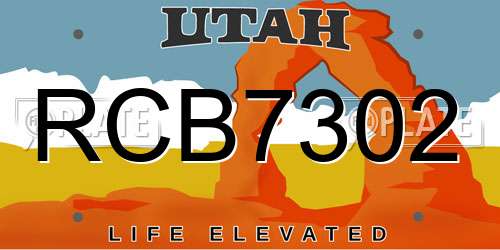 RCB7302 Utah License Plate