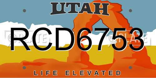 RCD6753 Utah License Plate
