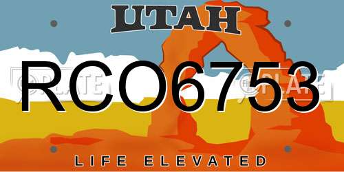 RCO6753 Utah License Plate