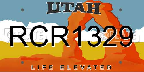 RCR1329 Utah License Plate
