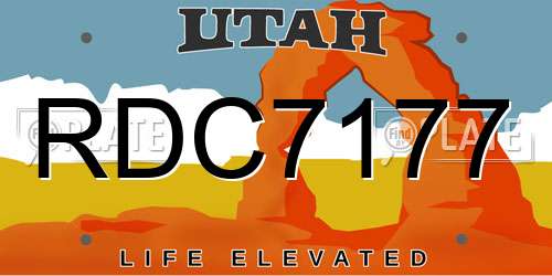 RDC7177 Utah License Plate