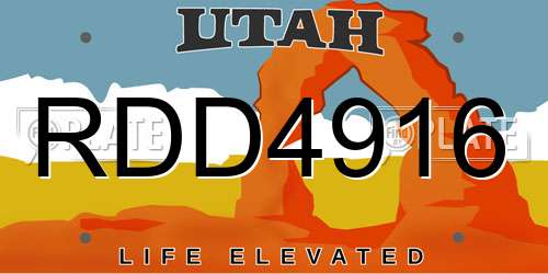 RDD4916 Utah License Plate