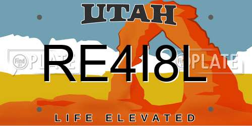 RE4I8L Utah License Plate