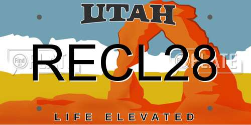 RECL28 Utah License Plate