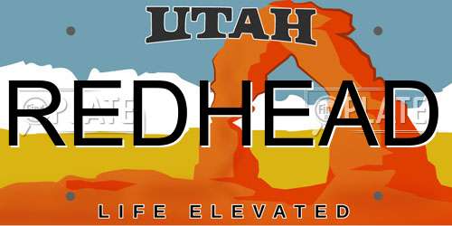 REDHEAD Utah License Plate