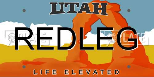 REDLEG Utah License Plate