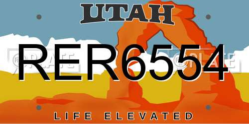 RER6554 Utah License Plate
