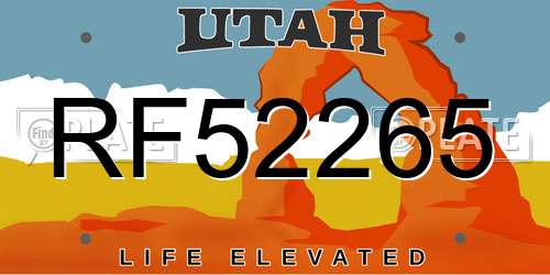 RF52265 Utah License Plate