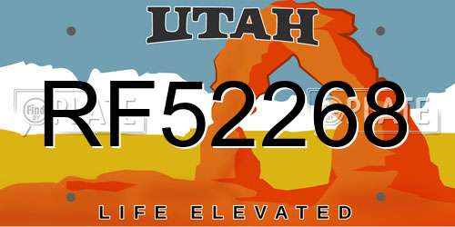 RF52268 Utah License Plate