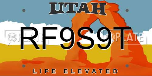 RF9S9T Utah License Plate
