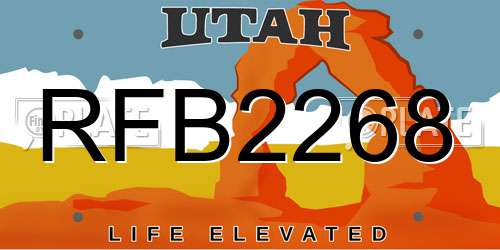 RFB2268 Utah License Plate