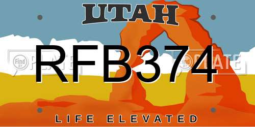 RFB374 Utah License Plate