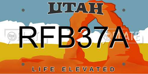 RFB37A Utah License Plate