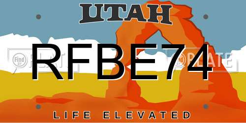 RFBE74 Utah License Plate