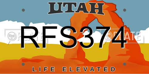 RFS374 Utah License Plate
