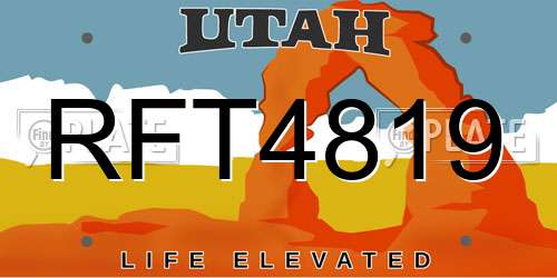 RFT4819 Utah License Plate