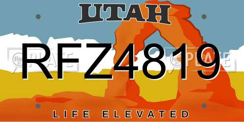 RFZ4819 Utah License Plate