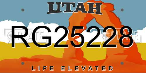 RG25228 Utah License Plate
