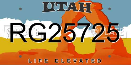 RG25725 Utah License Plate