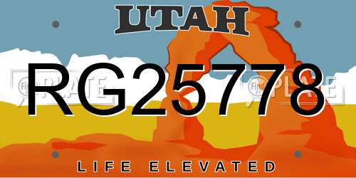 RG25778 Utah License Plate
