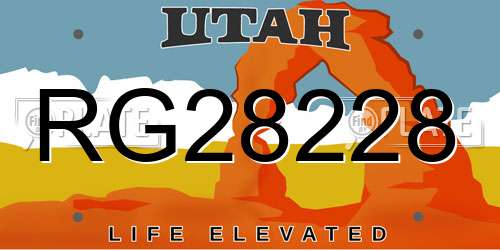 RG28228 Utah License Plate