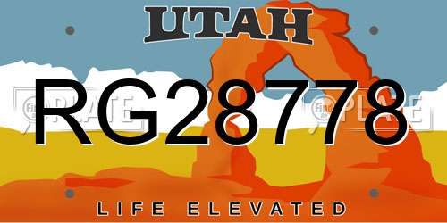 RG28778 Utah License Plate