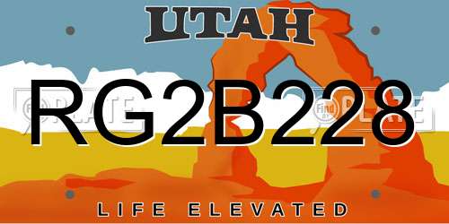 RG2B228 Utah License Plate