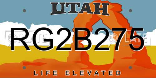 RG2B275 Utah License Plate