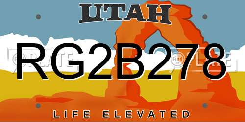 RG2B278 Utah License Plate