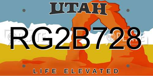 RG2B728 Utah License Plate