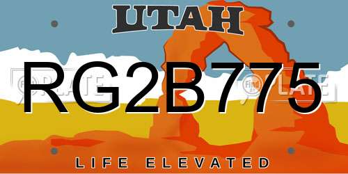 RG2B775 Utah License Plate