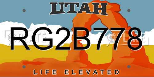 RG2B778 Utah License Plate