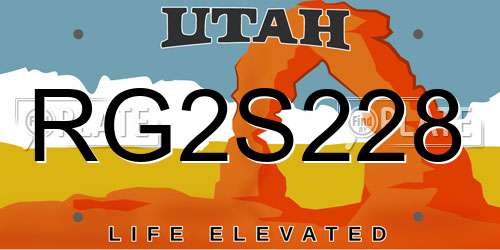 RG2S228 Utah License Plate