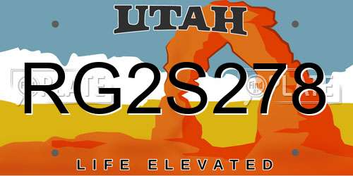 RG2S278 Utah License Plate