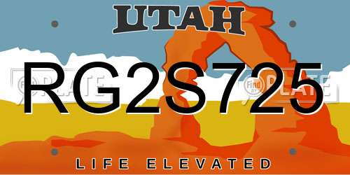 RG2S725 Utah License Plate