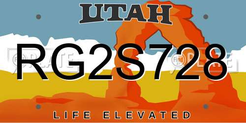 RG2S728 Utah License Plate